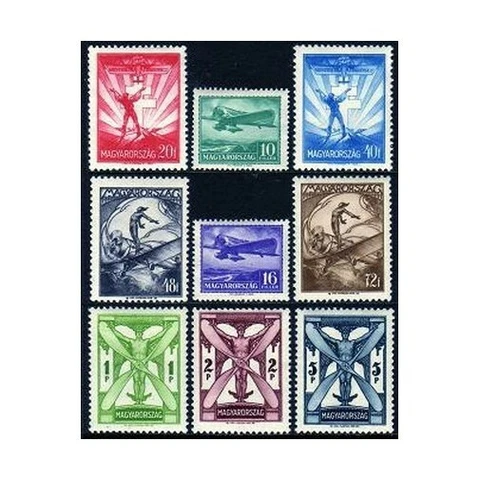 Hungary C26-C34,MNH.Michel 502-510.Air Post 1933.Monoplane,Wing,Flight,Propeller Cover