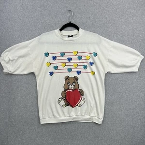 T-shirt vintage anni 90 Y2K moda quadrata San Valentino orsacchiotto donna taglia M Love USA - Foto 1 di 7