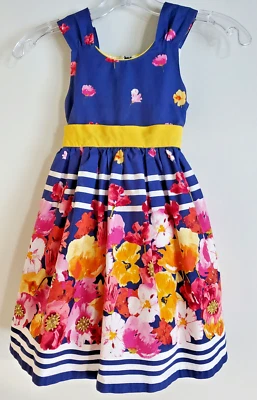 Niñas JANE COPELAND Vestido Floral de Algodón con Falda Completa de Crinolina Atado en la Espalda Talla 4T Foto 1 de 4