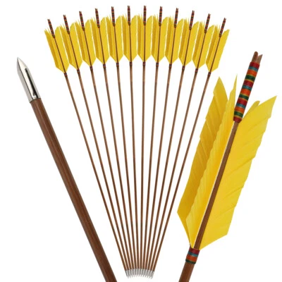 6/12Archery Bamboo Arrows 33" Turkey Feathers Longbow Recurve Bow Hunting Target - Image 1 of 4