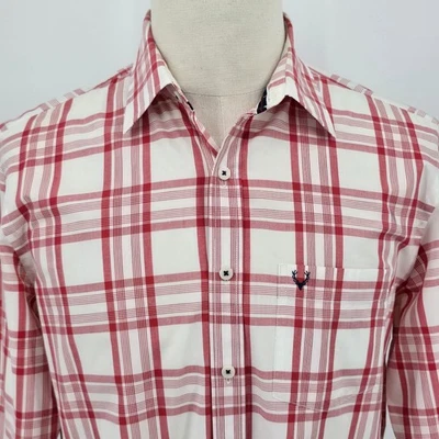 Allen Solly Button Up Shirt Men's 42 Pink and White Check Long Sleeve - Image 1 of 4