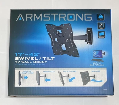 Armstrong Swivel / Tilt universal TV Wall Mount Fits Most 17” to 42” TV's NEW - Image 1 of 4