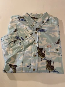 Wear To Fish Shirt Size XL Button front Long Sleeve Fish Print Swordfish - Picture 1 of 15