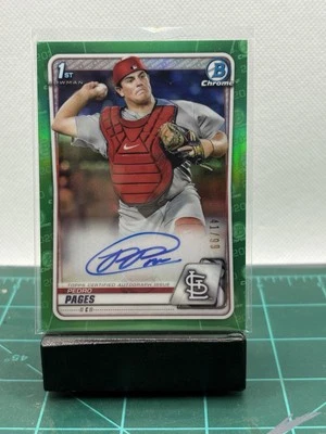 2020 Bowman Chrome - Prospect Autographs Pedro Pages #CPA-PP Green Atomic... - Image 1 of 2