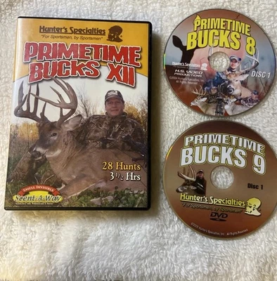 Lot of 3 Hunter’s  Specialities Primetime Bucks 8 9 XII Dvd Whitetails Deer Foto 1 de 4