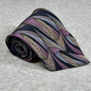 Vintage Cocktail Collection Abstract Silk Tie Purple Olive Navy Made USA - Picture 1 of 8