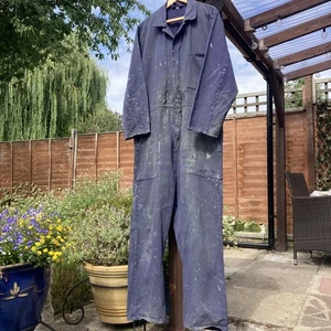 Vintage British Rail Overalls Distressed 1950’s 60’s Workwear Boiler Suit Size L - Picture 1 of 14