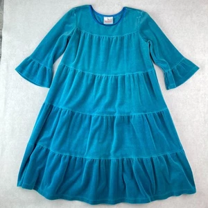 Hanna Andersson Baltic Blue Velour Ruffle Twirl Dress - 140 cm - Girls 10 - EUC! - Picture 1 of 7
