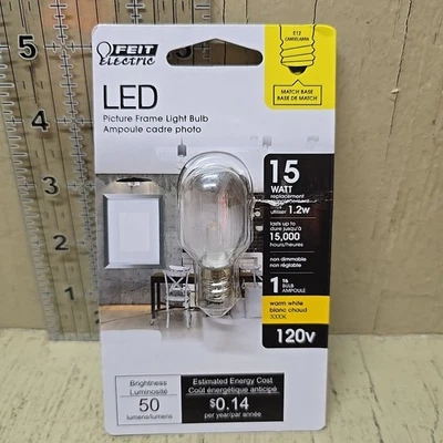 Feit Electric LED T6 Picture Frame Bulb E12 Candelabra Warm White 3000K New Open - Image 1 of 4