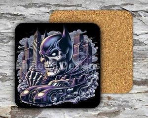 Exclusive DC BATMAN Superhero Skull 08 Hardboard MDF Square Coasters - Picture 1 of 4