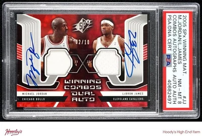 2005 SPX获胜迈克尔·乔丹勒布朗·詹姆斯双球衣卡签名/10 PSA 8 — 第 1/2 张图片