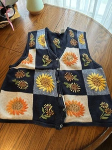 De colección Ciervo Blanco Mujer 22W 24W Girasol Tema Cárdigan Suéter Chaleco - Imagen 1 de 4