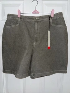 Gloria Vanderbilt neu mit Etikett grau Stretch Denim hoher Bund Shorts 16W neu - Bild 1 von 7