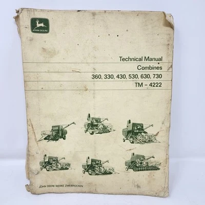 John Deere 360 330 430 530 630 730 Combine Repair Technical Manual TM-4222 - Image 1 of 4