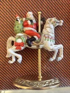 Vintage Weihnachtsmann Reiten Karussell Pferd Figur Ferienhaus Interiors Homco #5117 - Bild 1 von 4