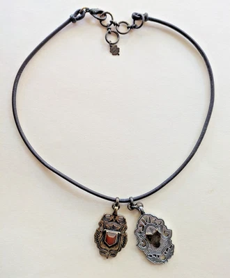 Colar Lucky Brand Bronze, Prata e Couro 16" Vintage Western American - Imagem 1 de 4