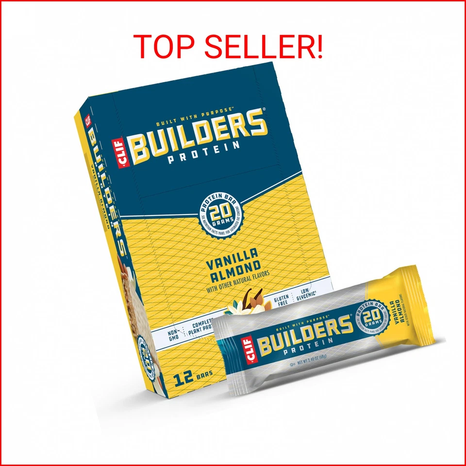 Clif Builders Vanilla Almond 2.4 Oz 12 Ct Protein Bar