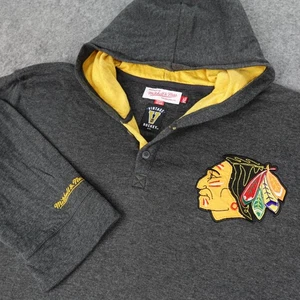 Chicago Blackhawks Hoodie Mens 4XL Gray Shirt NHL Vintage Hockey Mitchell & Ness - Picture 1 of 14