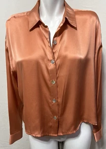 Women's Silk Blouse Medium New NWT Peach Button Down Joie New - Picture 1 of 5