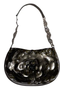 BRIGHTON ROSALIE METALLIC SILVER PEBBLE LEATHER SHOULDER BAG SEE DESC - Picture 1 of 12