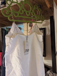 Zara Jeweled White Linen Blend Dress NWT XS S Med L Crystal Straps - Picture 1 of 1