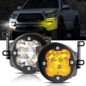 AUXBEAM LED Fog Light Kit White + Amber Shield For Toyota Tacoma Tundra 4Runner - Picture 1 of 12