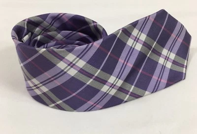 "Corbata de cuello Express para hombre rosa púrpura 100 % seda a rayas a cuadros 61""" Foto 1 de 3
