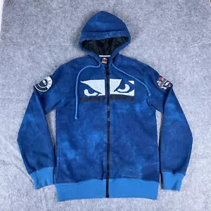 Felpa con cappuccio vintage Bad Boy uomo blu medio full zip MMA ricamata Y2K - Foto 1 di 12