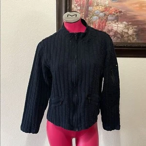 Jamie Sadock maglione full zip giacca manica tasca nero trapuntato donna medio - Foto 1 di 13