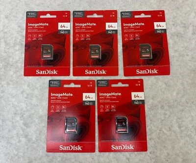 (Lot of 5) SanDisk ImageMate 64GB SDXC USH-I Card (SDSDUN4-064G-AW6KN) - Image 1 of 4