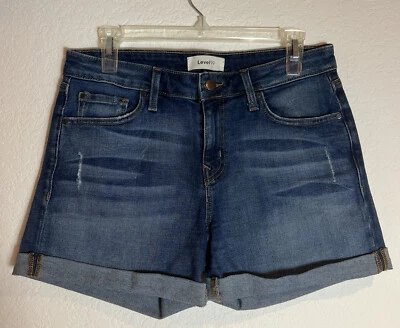 Pantalones cortos con puños Level 99 talla 28 desgastados tiro medio elásticos Foto 1 de 4