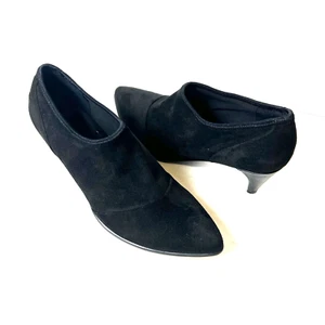 ECCO Shoes Womens EU 40 US 9.5 Slip On Comfort Casual Pump Black Faux Suede Heel - Picture 1 of 12