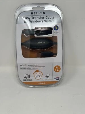 BELKIN EASY TRANSFER CABLE LAPTOP PC COMPUTER 8FT CORD USB to USB SYNC FILES - Image 1 of 2