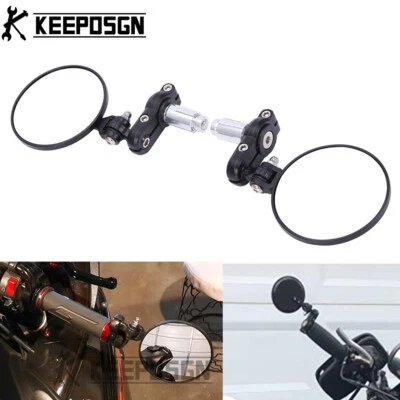 For Suzuki DRZ 400 DRZ400SM Black Round Motorcycle 7/8" Bar End Foldable Mirrors - Image 1 of 4
