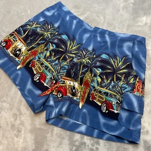 Pantaloncini retrò Coconut Pier donna M blu cargo woodys tavole da surf spiaggia tropicale - Foto 1 di 9