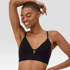 Hanes Originals Women's SuperSoft Longline Triangle Bra Black Size Small - Picture 1 of 8