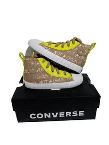 RARE NEW Converse Untitled Hi 'Not A Chuck' Brown/White/Neon Sneakers  SZ 10 - Picture 1 of 6