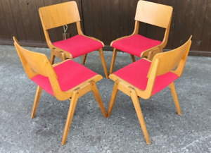 4x Stacking Designer Dining Room Chairs Chair Vintage Plywood 60er Chairs