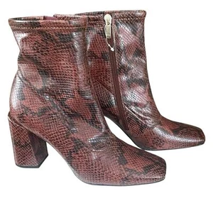 Franco Sarto Rojo Borgoña Piel de Serpiente Cremallera Tacones Botines Mujer Talla 8 Nuevo sin Etiquetas - Imagen 1 de 8