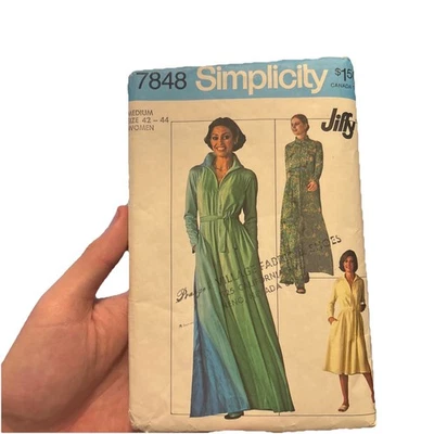 Vintage 1970s Simplicity 7848 Flared Caftan Dress Pattern Plus Size 42 44 Uncut - Image 1 of 2