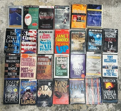 27 Book LOT on Audio Cassette Thriller Mystery Suspense Clancy Cornwell Crime - Image 1 of 4