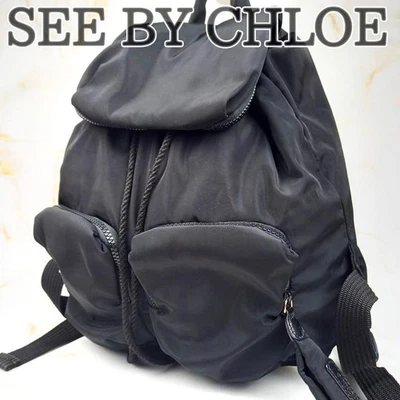 SEE BY CHLOE Joy Rider Backpack Black Nylon Authentic Excellent Condition - Image 1 of 4