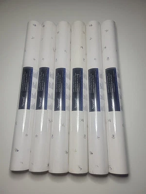 Rolos de papel de parede Norwall 6 cobertura de parede floral branca NOS 56 pés quadrados FEITO NO CANADÁ - Imagem 1 de 4