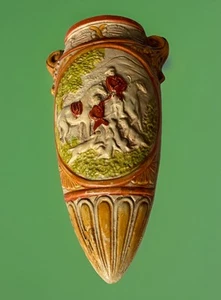 Vintage antike englische Fuchsjagdszene Wand Taschenvase Japan 8,5" Hunde Jagd - Bild 1 von 9