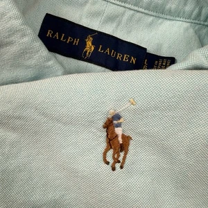 Polo Ralph Lauren Short Sleeve Oxford Button Front Shirt Blue Men's L - Picture 1 of 6