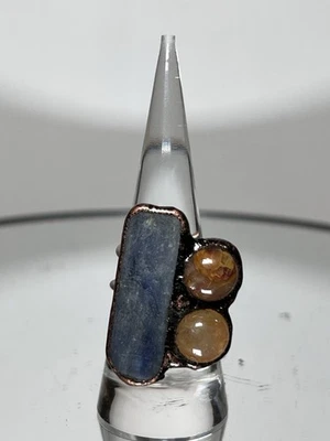 Anillo ajustable de cobre cianita dorado sanador  Foto 1 de 4