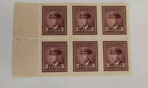 Canada 1942 King George VI War Issue #252c (Booklet 39) PANE OF 6 - Picture 1 of 1
