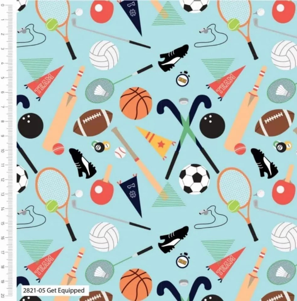 Team Player Get Equiped Printed Fabric 44'' Wide 100% Cotton Crafting Fabric - Image 1 of 1