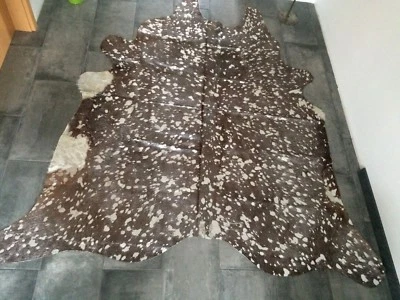 XL Kuhfell Rinderfell Fell Boden Wand braun silber print 225 cm Süd Amerika loft - Bild 1 von 4