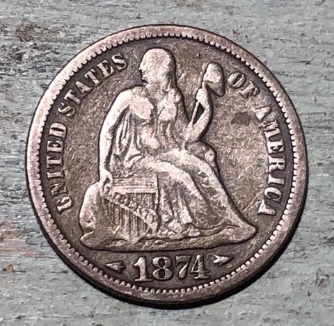 1874 (Silver) Liberty Seated Dime (Variety5) (Nice Condition) Cover